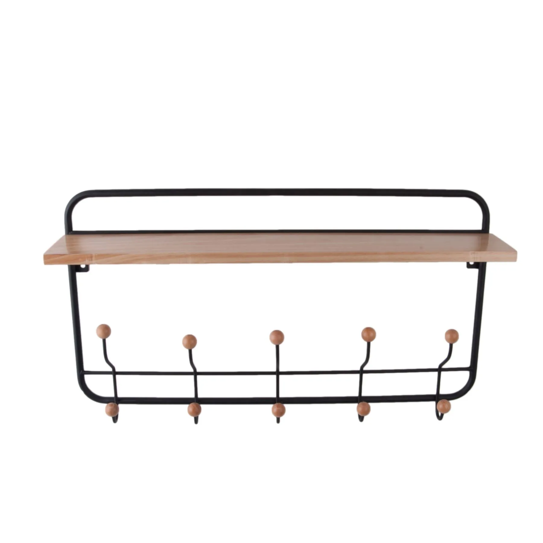 Present Rack Iron & Wood Shelf Coat & Hat Hanger
