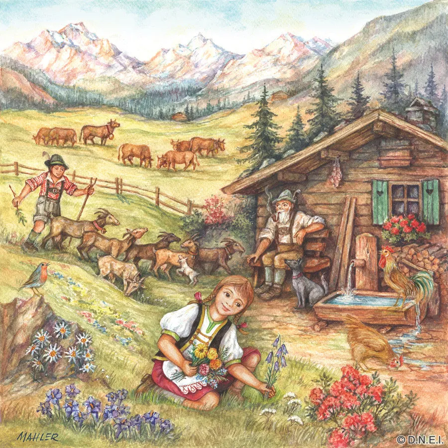 "Heidi Alpine Scene" Ceramic Tile