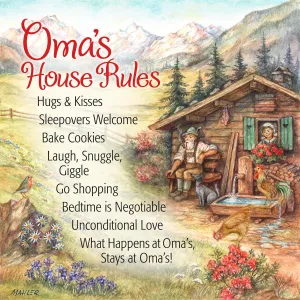 "Oma's House Rules" German Gift Idea Ceramic Wall Tile