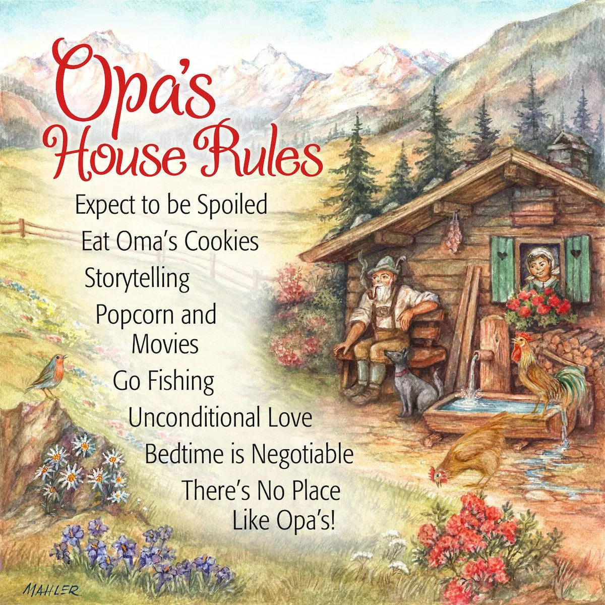 "Opa's House Rules" Ceramic Wall Tile