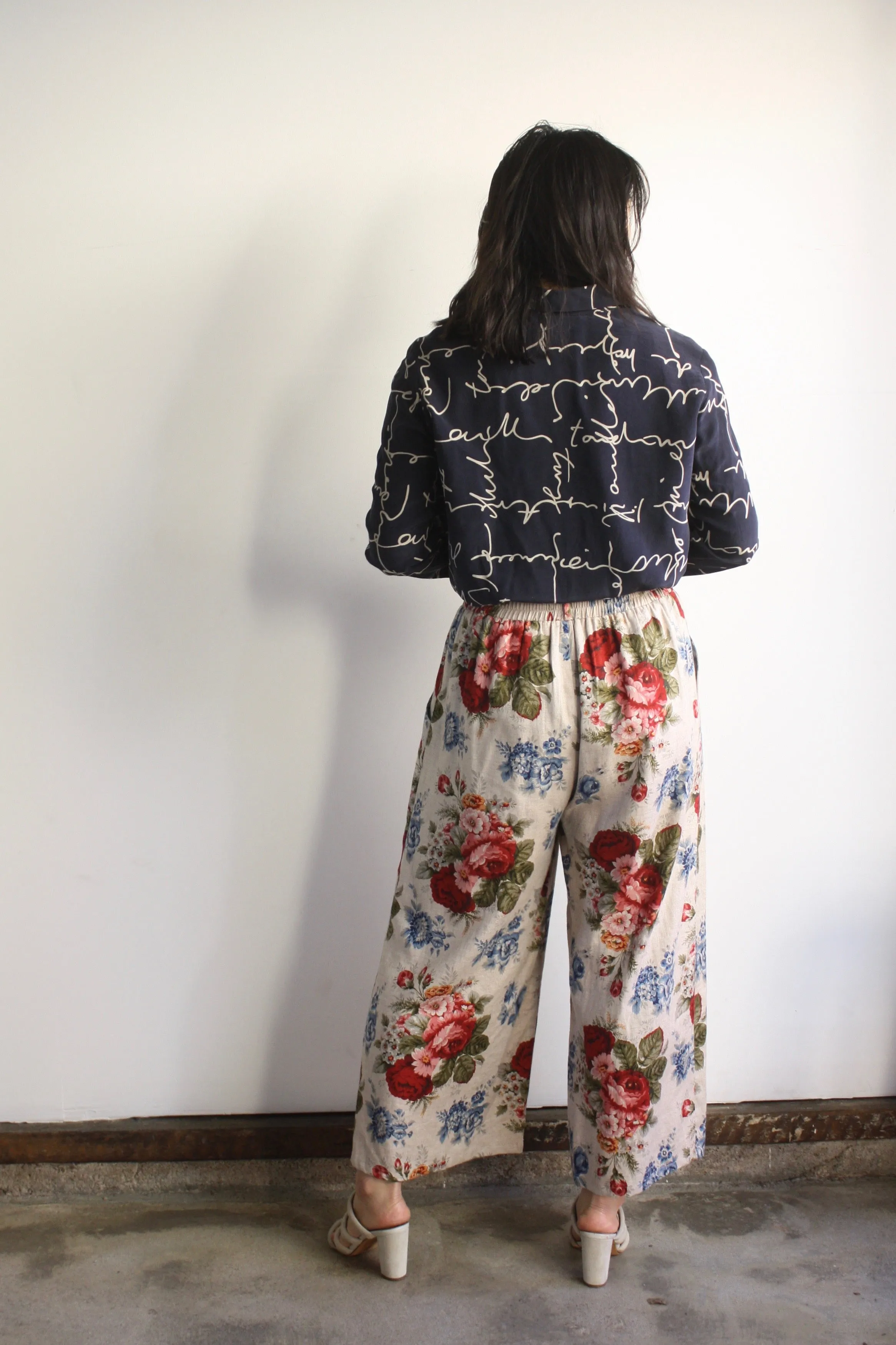 Script Print Silk Blouse
