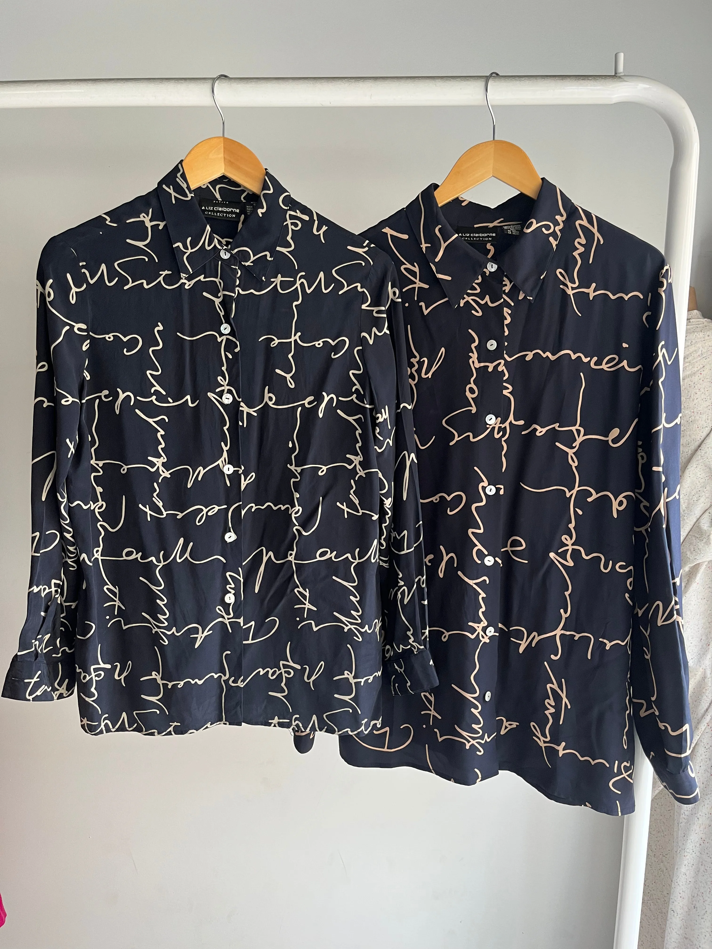 Script Print Silk Blouse