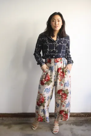 Script Print Silk Blouse