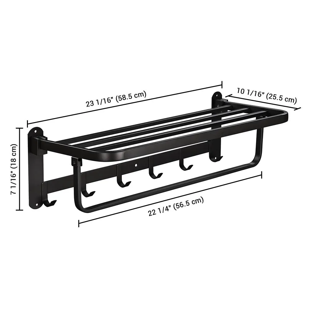 TheLAShop Wall Mounted 23" Towel Rack Shelf w/ Hook 304 SS Hotel Style