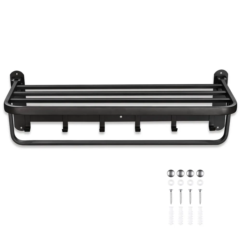 TheLAShop Wall Mounted 23" Towel Rack Shelf w/ Hook 304 SS Hotel Style