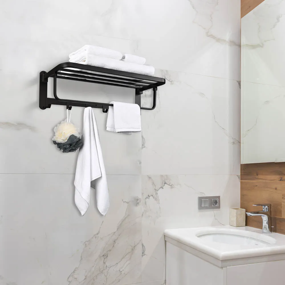 TheLAShop Wall Mounted 23" Towel Rack Shelf w/ Hook 304 SS Hotel Style