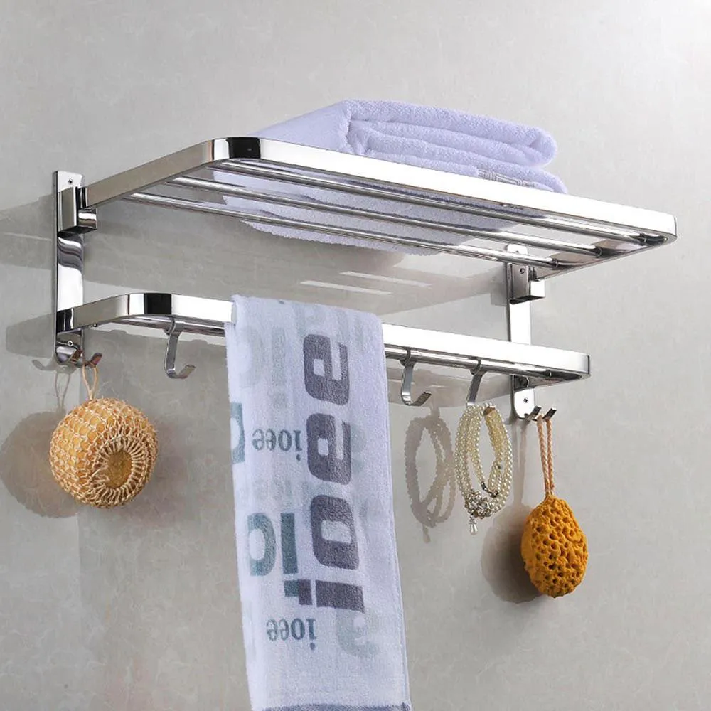 TheLAShop Wall Mounted 23" Towel Rack Shelf w/ Hook 304 SS Hotel Style
