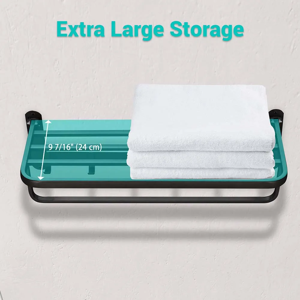 TheLAShop Wall Mounted 23" Towel Rack Shelf w/ Hook 304 SS Hotel Style