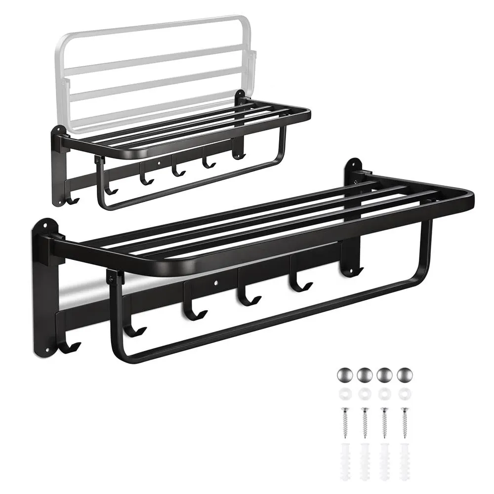 TheLAShop Wall Mounted 23" Towel Rack Shelf w/ Hook 304 SS Hotel Style
