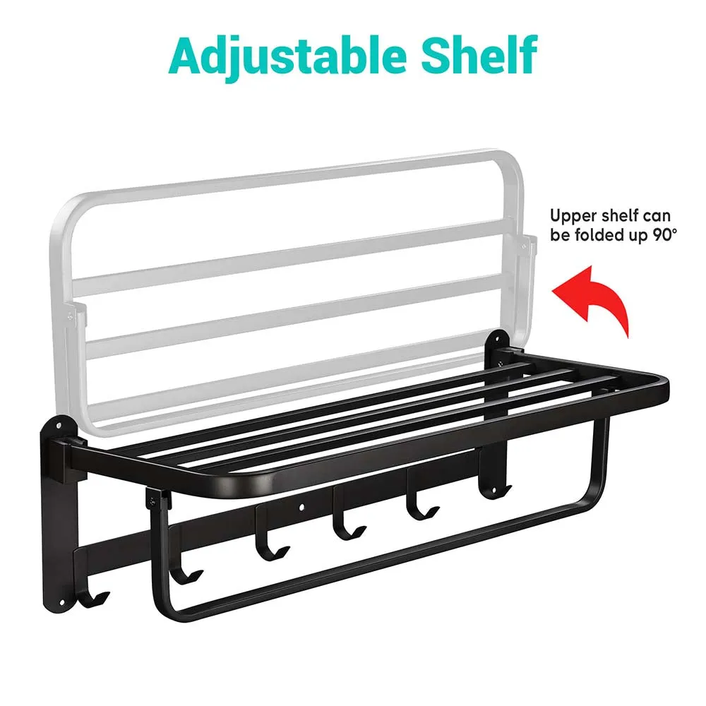TheLAShop Wall Mounted 23" Towel Rack Shelf w/ Hook 304 SS Hotel Style