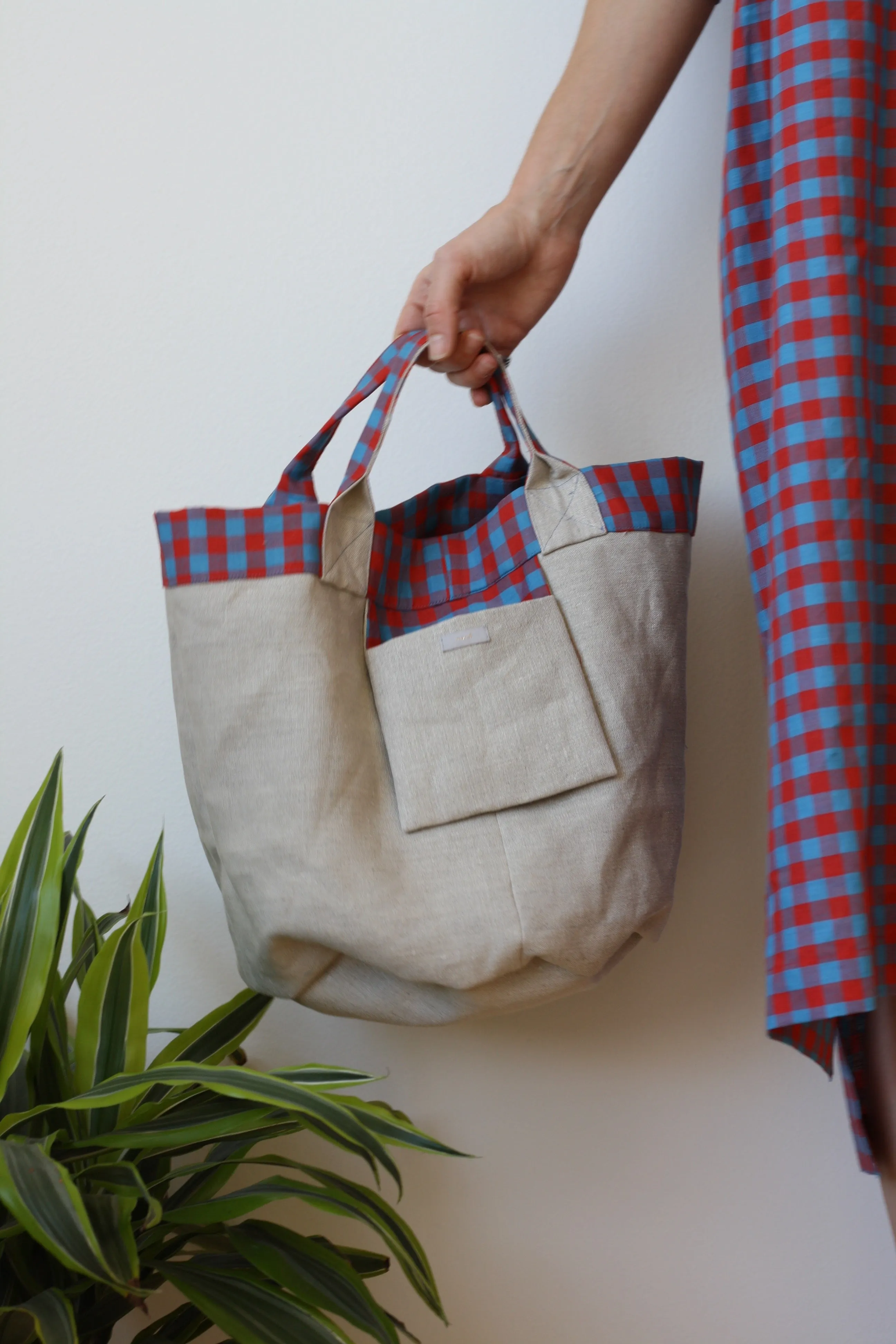 Tote Bag - Martha Red/Blue Check