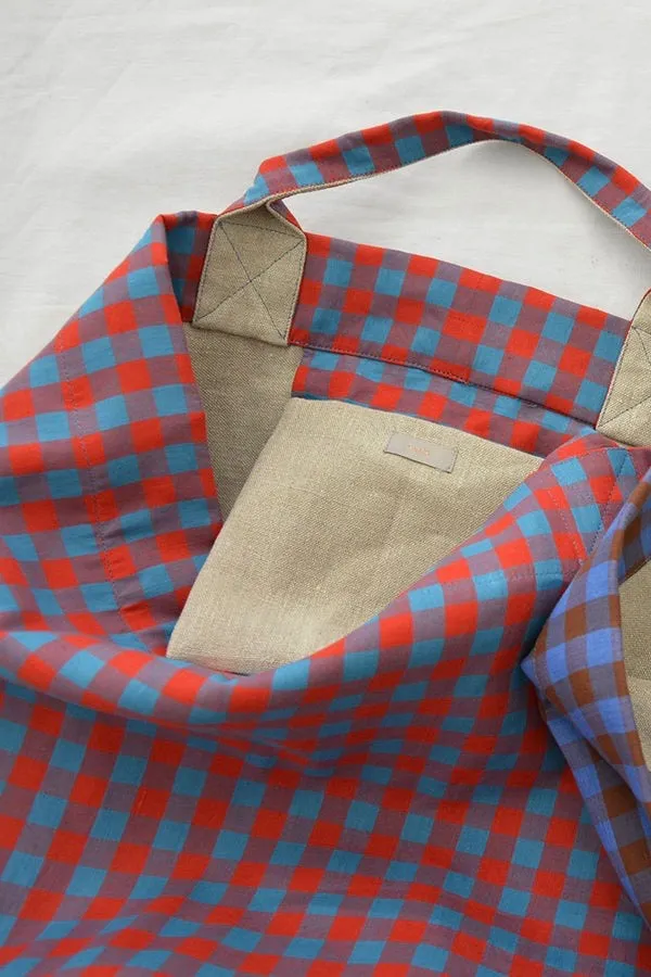 Tote Bag - Martha Red/Blue Check
