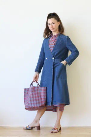 Tote Bag - Martha Red/Blue Check