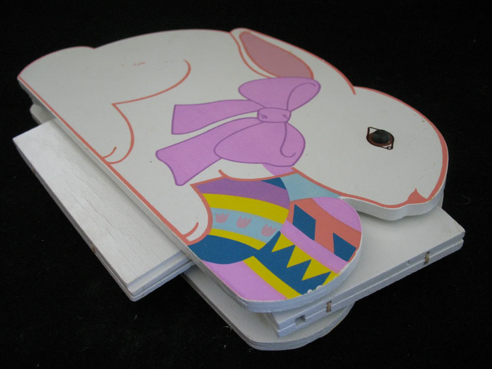 VINTAGE EASTER Sunday WOOD RABBIT BUNNY Collapsible Collapsable EGG BOX BASKET