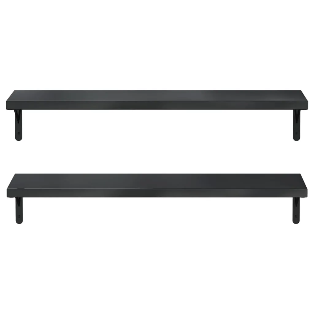 Wall Shelves 2 pcs 100x23.5 cm Black Stainless Steel
