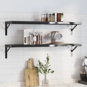 Wall Shelves 2 pcs 100x23.5 cm Black Stainless Steel