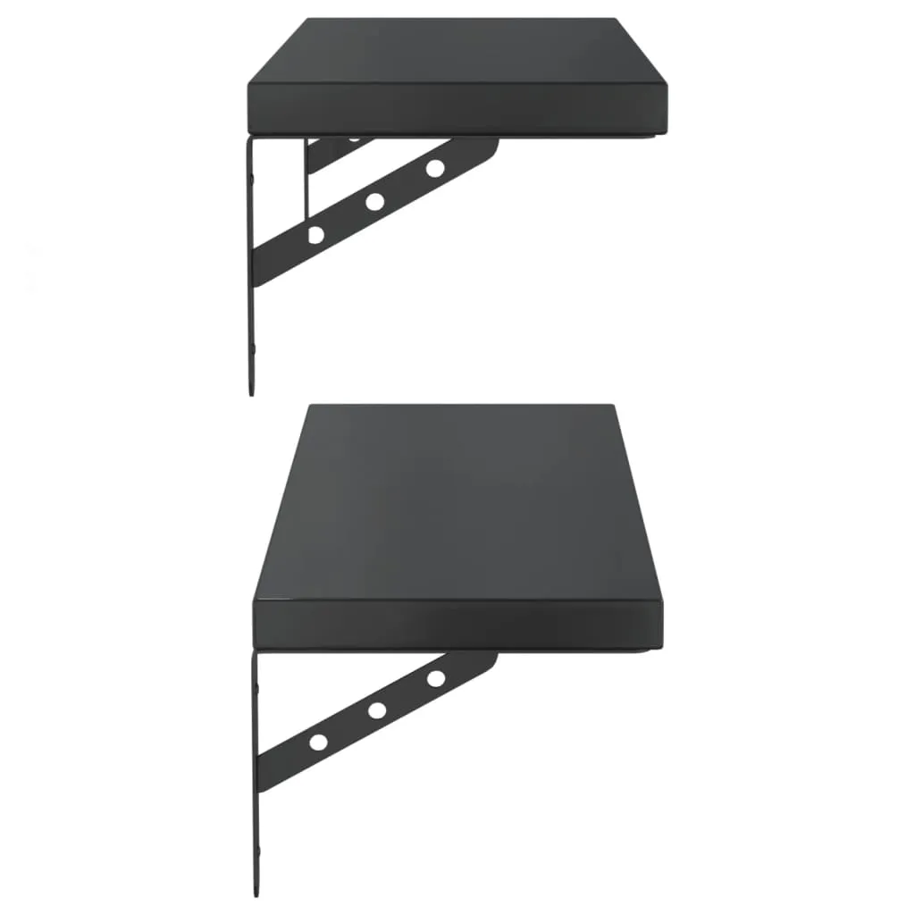Wall Shelves 2 pcs 75x23.5 cm Black Stainless Steel